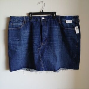 Old Navy Streetwear Distressed Hem Y2K High Rise Denim Jean Mini Skirt Size 28